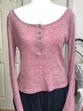 Charlotte Russe Dusty Rose Knit Henley